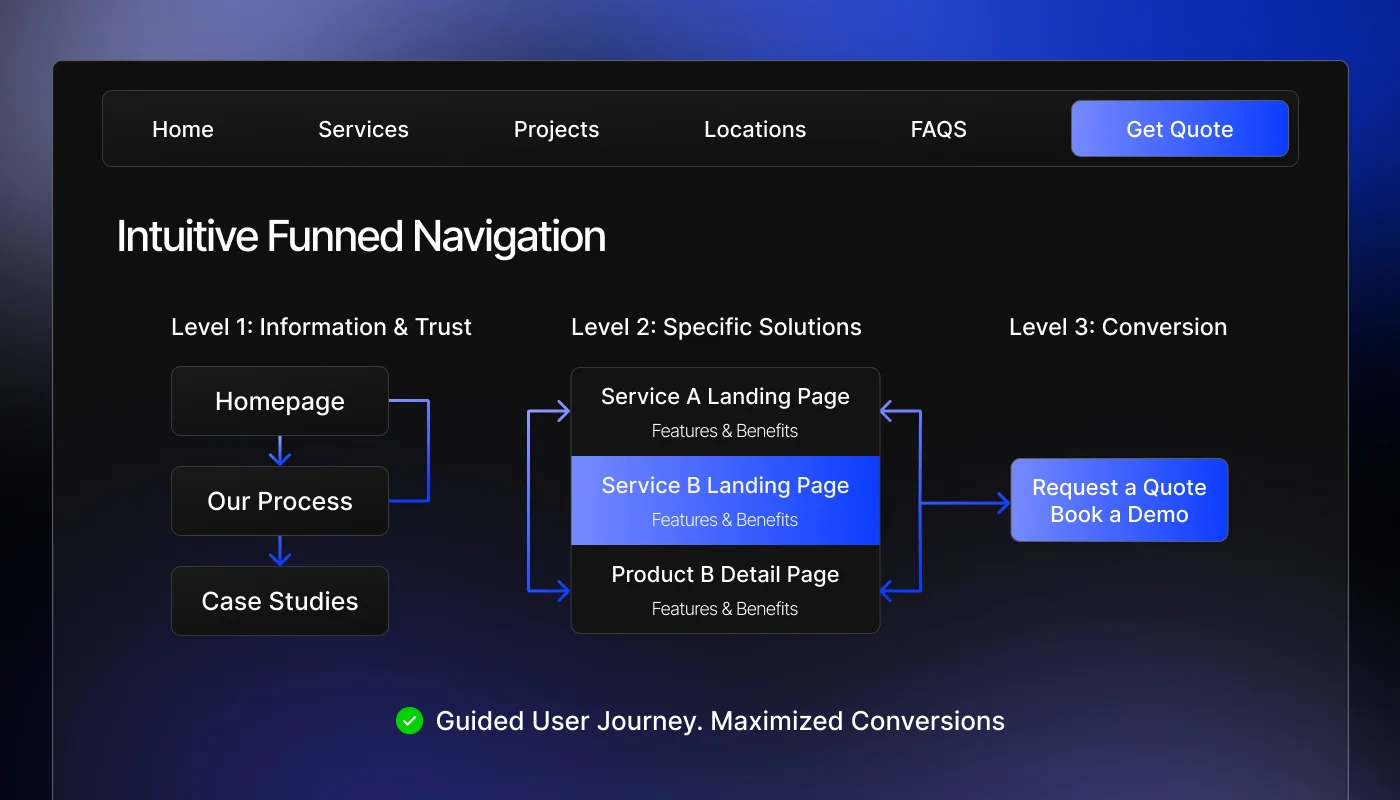 Visual representation of sales-focused user navigation flow